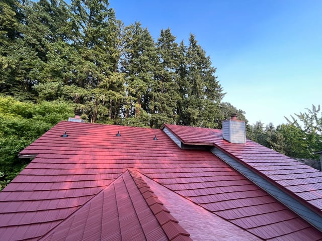 Tile Red Interlock metal roof in Beaverton, OR