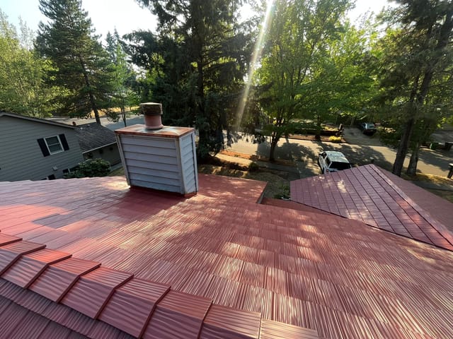 Tile Red Interlock metal roof in Beaverton, OR