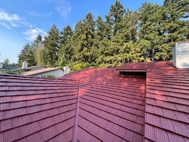Tile Red Interlock metal roof in Beaverton, OR