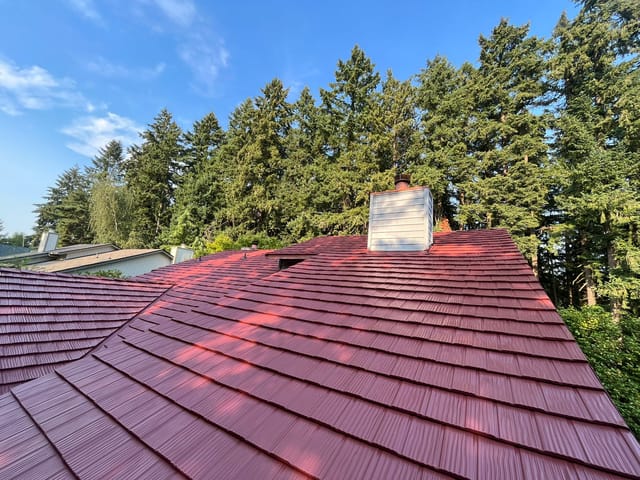 Tile Red Interlock metal roof in Beaverton, OR