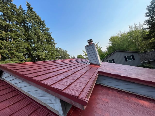 Tile Red Interlock metal roof in Beaverton, OR