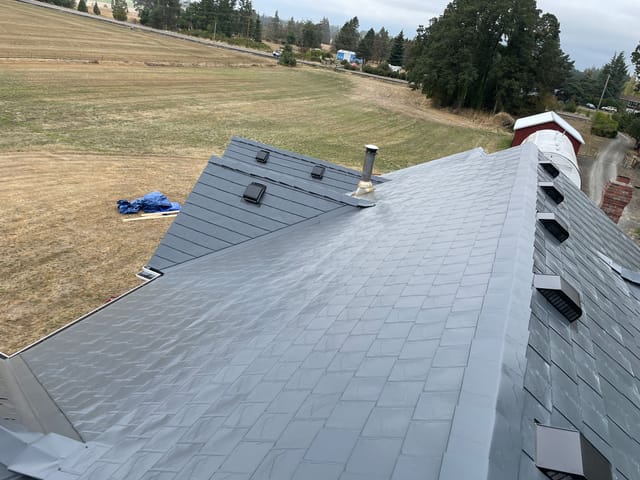 Deep Charcoal Interlock metal roof in Molalla, OR