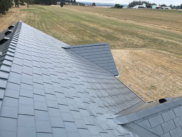 Deep Charcoal Interlock metal roof in Molalla, OR