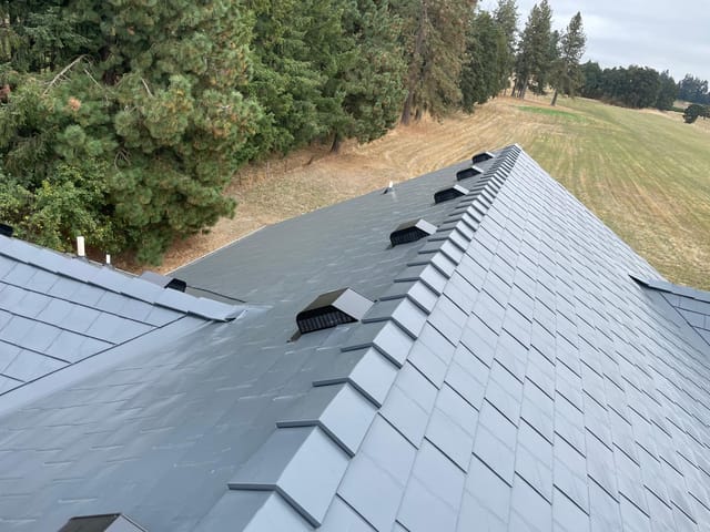 Deep Charcoal Interlock metal roof in Molalla, OR