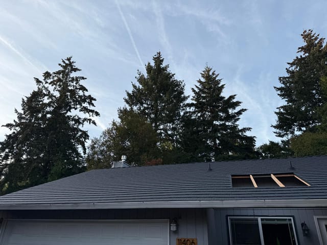 Black Interlock metal roof in Tigard, OR