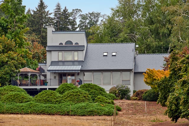 Deep Charcoal Interlock metal roof in Amity, OR