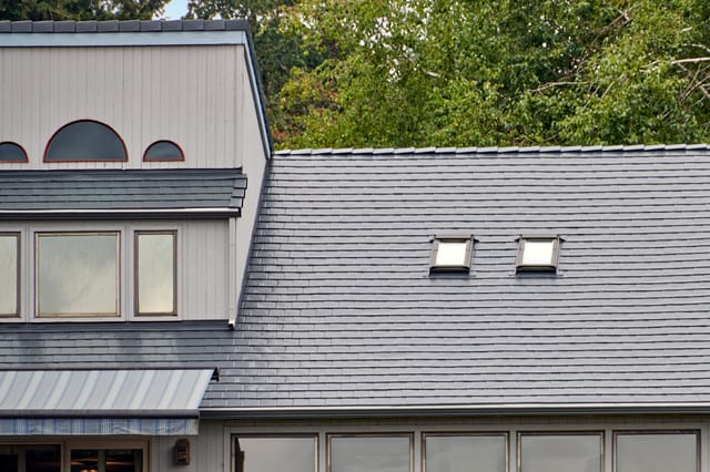 Deep Charcoal Interlock metal roof in Amity, OR