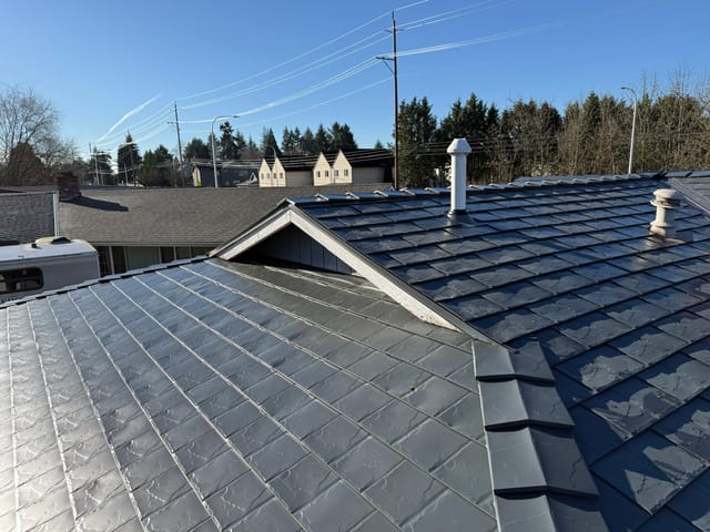 Deep Charcoal Interlock metal roof in Beaverton, OR