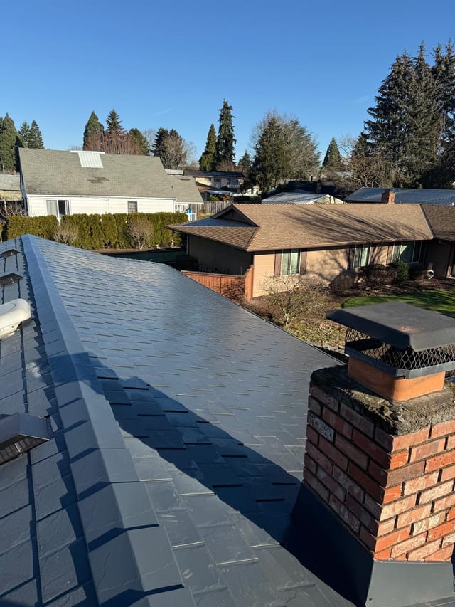 Deep Charcoal Interlock metal roof in Beaverton, OR