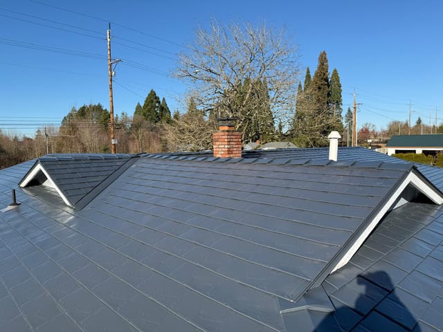 Deep Charcoal Interlock metal roof in Beaverton, OR
