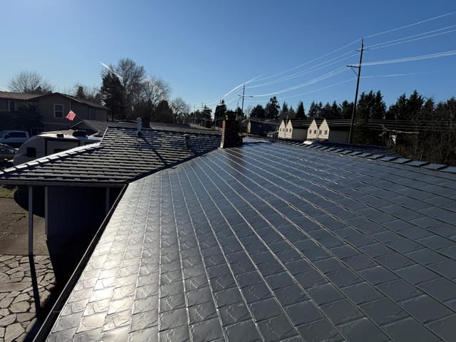 Deep Charcoal Interlock metal roof in Beaverton, OR