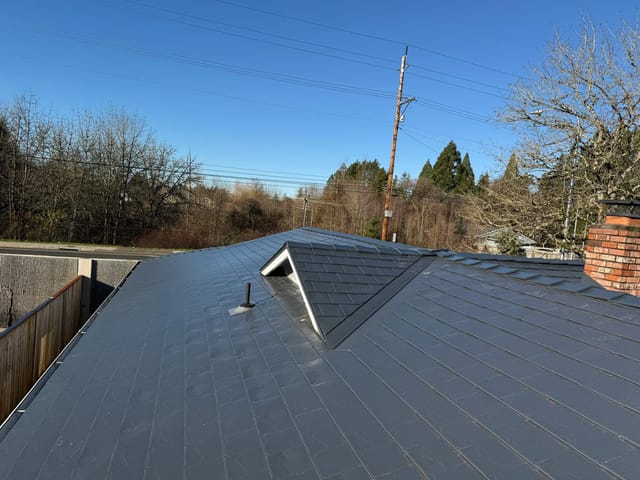 Deep Charcoal Interlock metal roof in Beaverton, OR