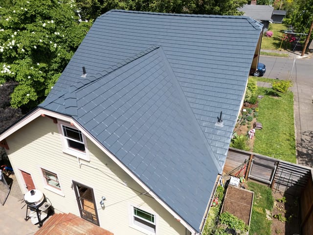 Deep Charcoal Interlock metal roof in Portland, OR