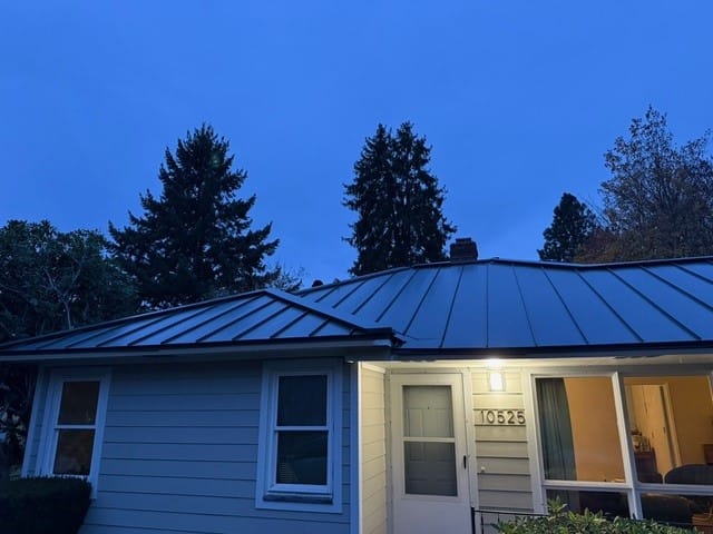Hunter Green Interlock metal roof in Portland, OR