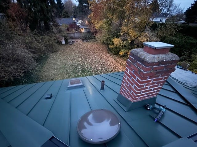 Hunter Green Interlock metal roof in Portland, OR