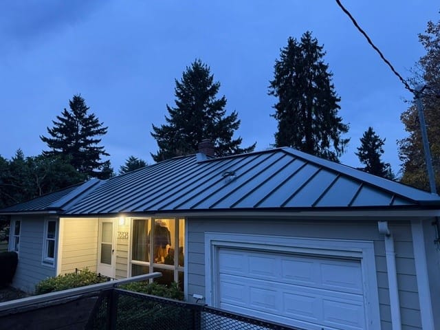 Hunter Green Interlock metal roof in Portland, OR