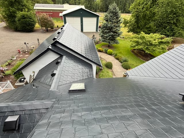 Black Interlock metal roof in Newberg, OR