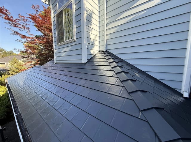 Deep Charcoal Interlock metal roof in Portland, OR