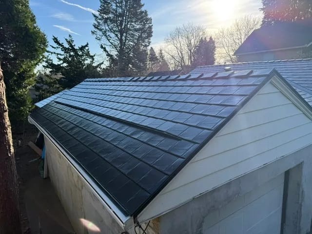 Black Interlock metal roof in Portland, OR