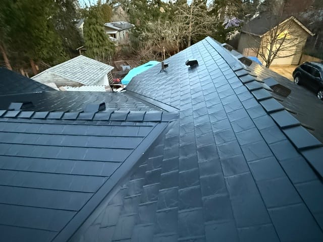Black Interlock metal roof in Portland, OR