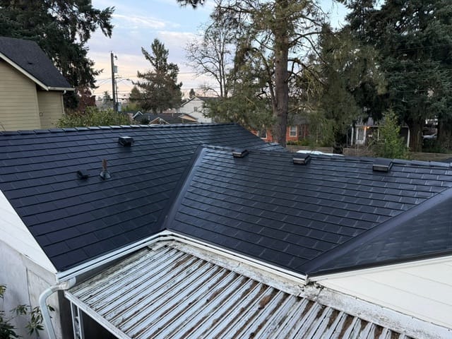 Black Interlock metal roof in Portland, OR