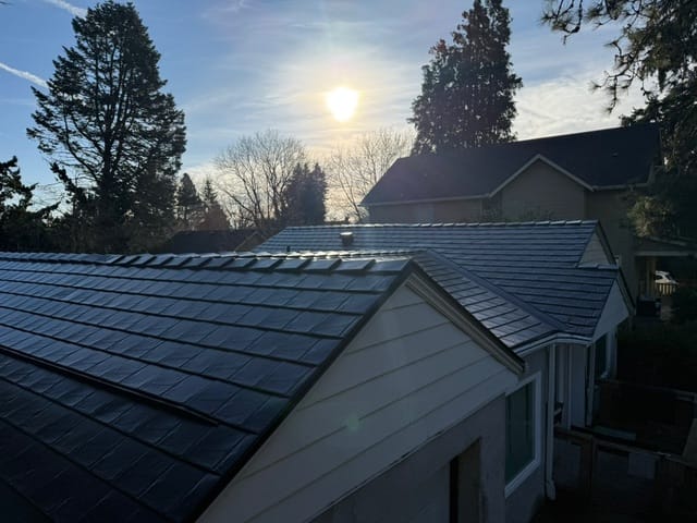 Black Interlock metal roof in Portland, OR