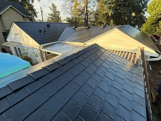Black Interlock metal roof in Portland, OR