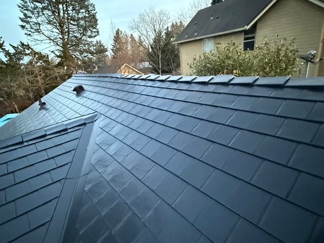 Black Interlock metal roof in Portland, OR