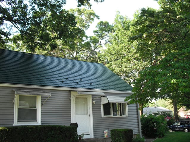 Hunter Green Interlock metal roof in Warwick, RI