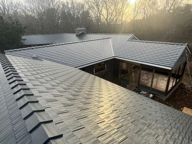 Deep Charcoal Interlock metal roof in Harrisville, RI