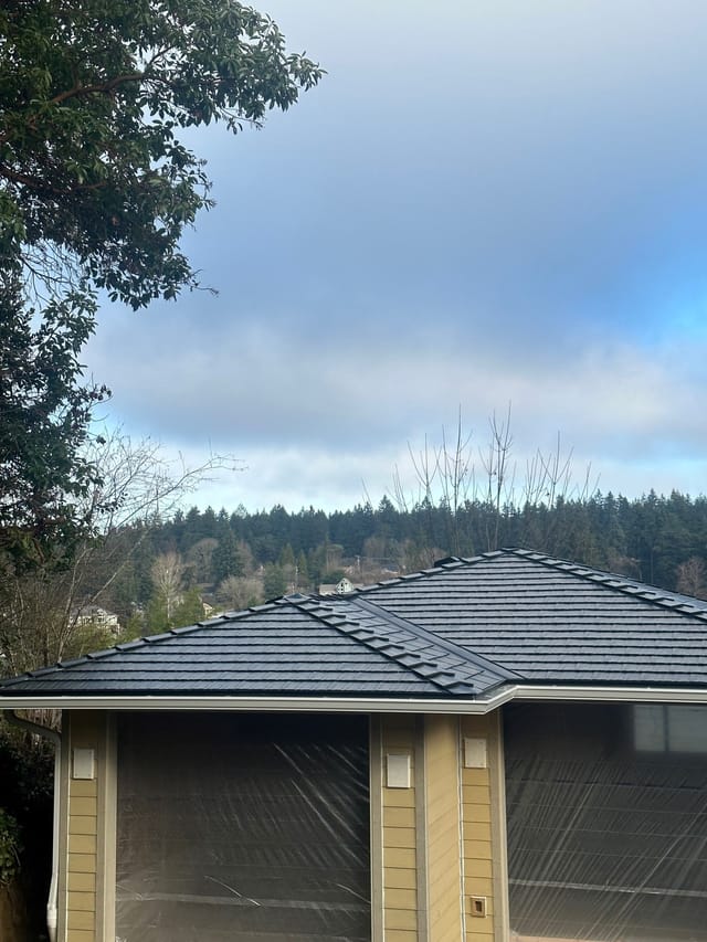 Black Interlock metal roof in Lakewood, WA