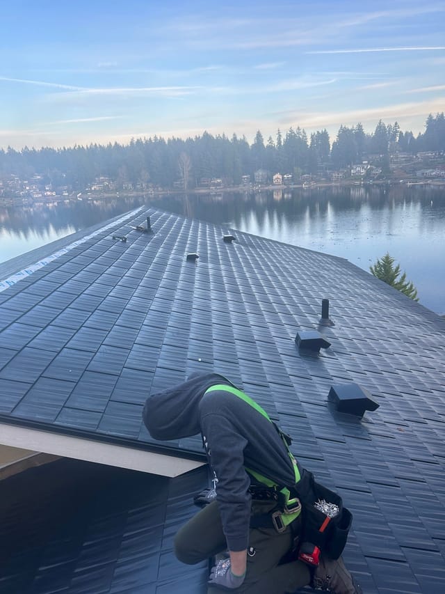 Black Interlock metal roof in Lakewood, WA