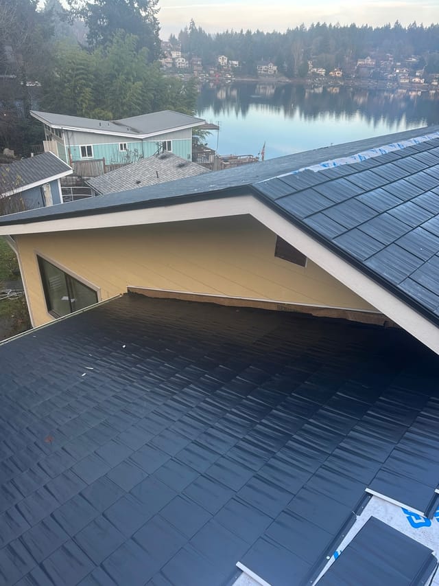 Black Interlock metal roof in Lakewood, WA