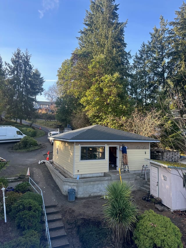 Black Interlock metal roof in Lakewood, WA