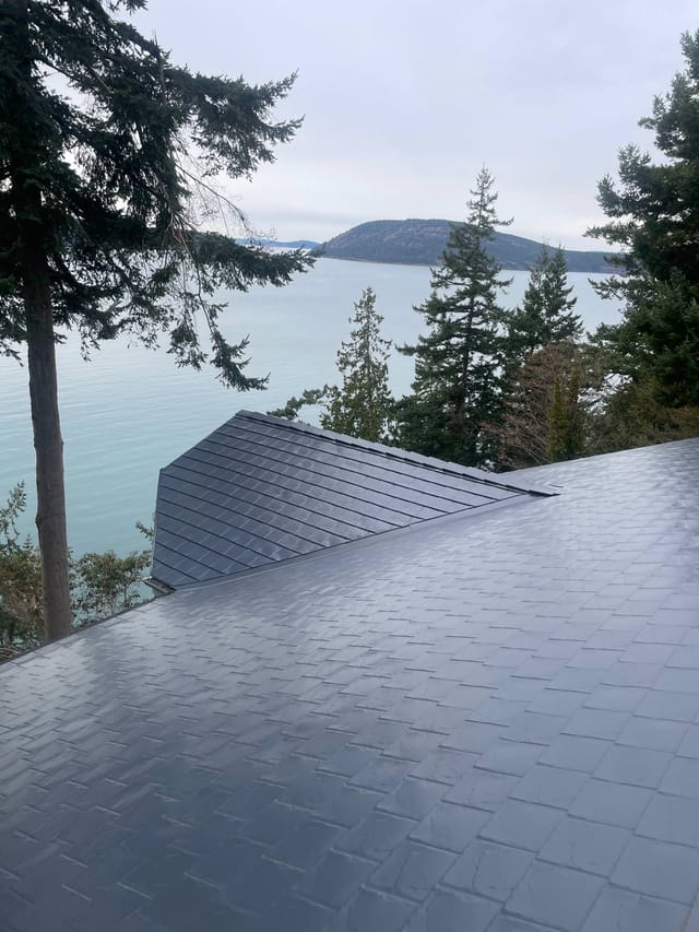 Deep Charcoal Interlock metal roof in Anacortes, WA