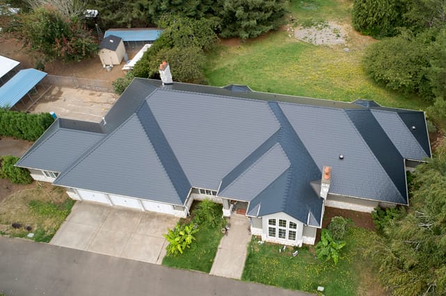 Black Interlock metal roof in Ridgefield, WA