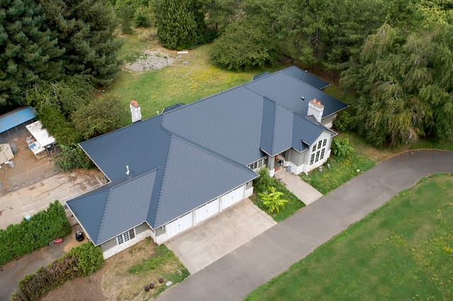 Black Interlock metal roof in Ridgefield, WA