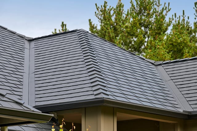 Black Interlock metal roof in Ridgefield, WA
