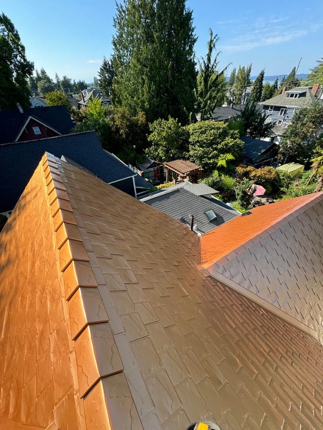 Copper Penny Interlock metal roof in Tacoma, WA