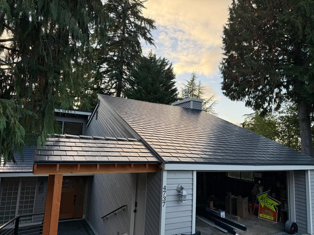 Deep Charcoal Interlock metal roof in Bellevue, WA