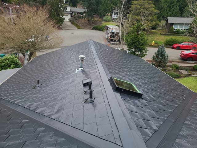 Black Interlock metal roof in Black Slate in Redmond, WA