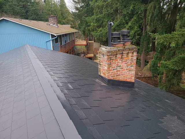 Black Interlock metal roof in Black Slate in Redmond, WA