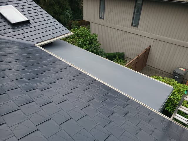 Black Interlock metal roof in Black Slate in Redmond, WA