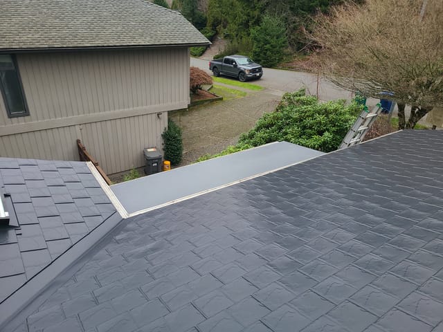 Black Interlock metal roof in Black Slate in Redmond, WA