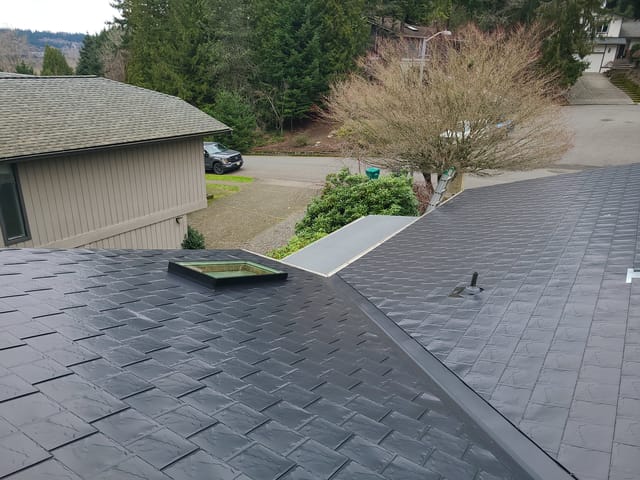 Black Interlock metal roof in Black Slate in Redmond, WA