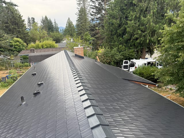 Black Interlock metal roof in North Bend, WA