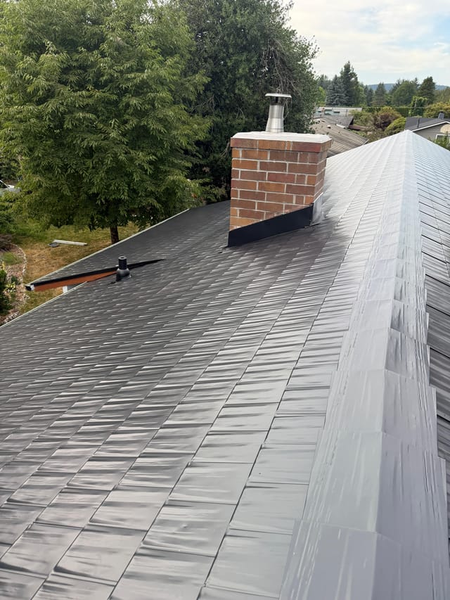 Black Interlock metal roof in North Bend, WA