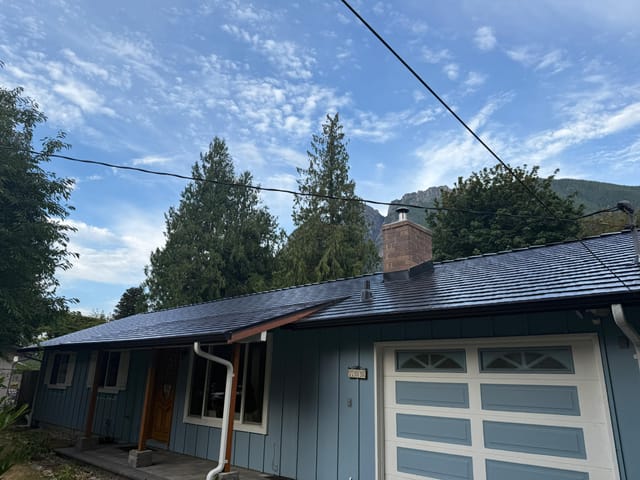 Black Interlock metal roof in North Bend, WA