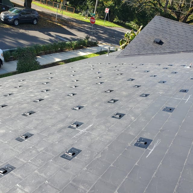 Black Interlock metal roof in Ridgefield, WA