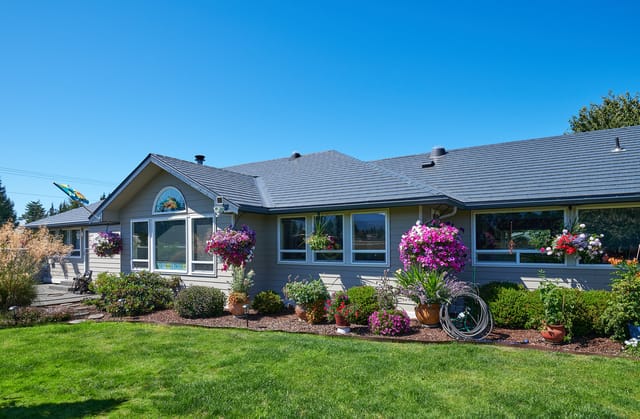 Deep Charcoal Interlock metal roof in Sequim, WA